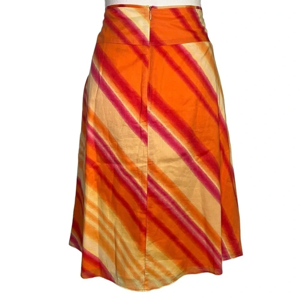 New York & Company Colorful Diagonal Striped Cotton Midi Skirt